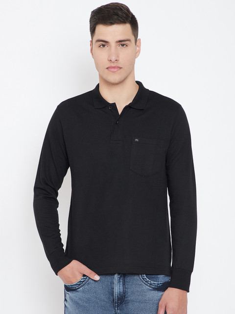 

Monte Carlo Men Black Solid Polo Collar T-shirt