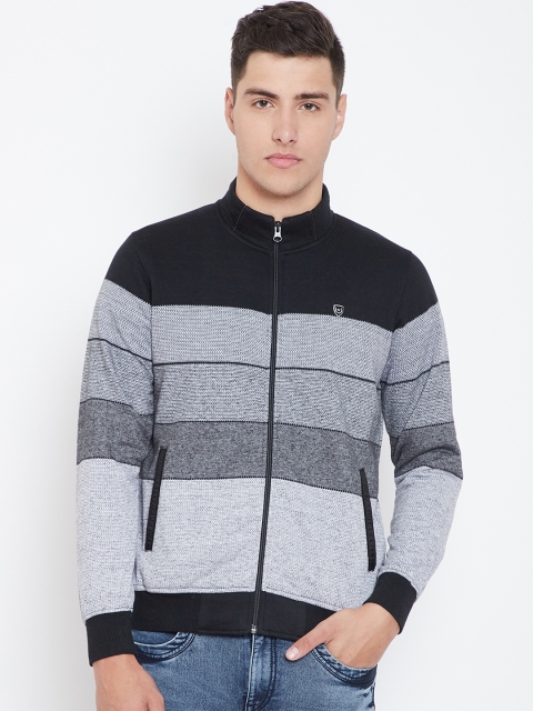 

Monte Carlo Men Grey & Black Striped Sweatshirt