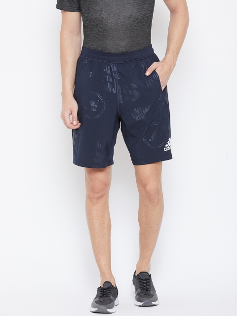 

ADIDAS Men Navy Blue Moto Embossed Print Training Shorts