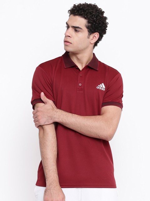 

ADIDAS Men Maroon Solid Club Polo Collar Tennis T-shirt
