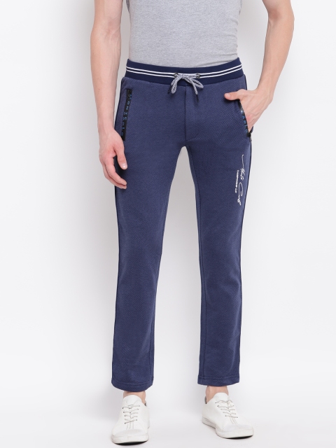 

Monte Carlo Men Navy Blue Self Design Track Pants