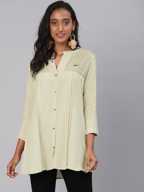 

Kvsfab Women Beige Solid Straight Kurti