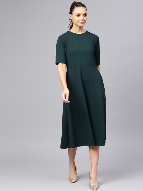 

Femella Women Green Solid A-Line Dress
