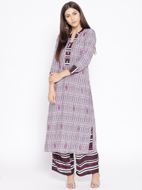 

Geelove Women Mauve & Purple Printed Kurta with Palazzos