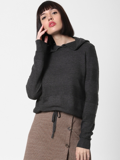 

ONLY Women Charcoal Grey Solid Sweater