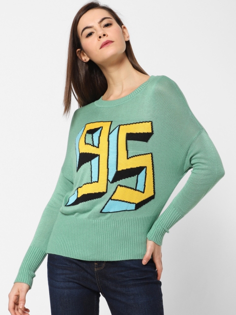 

ONLY Women Green Woven Design Sweater