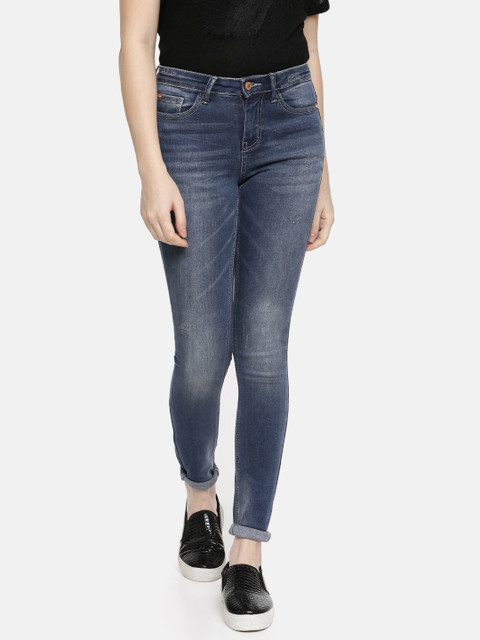 

ONLY Women Blue Jacqueline de Yong Skinny Fit Mid-Rise Clean Look Stretchable Jeans