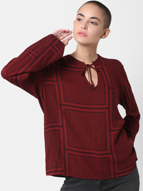 

ONLY Women Maroon Printed Top