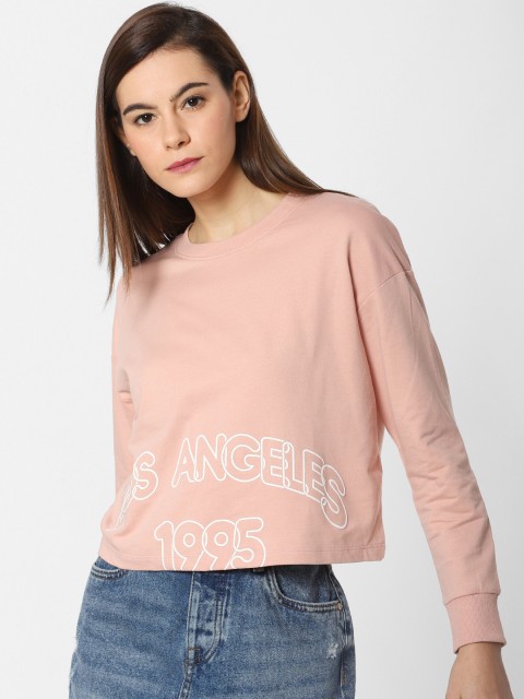 

ONLY Women Peach-Coloured Printed Sweatshirt