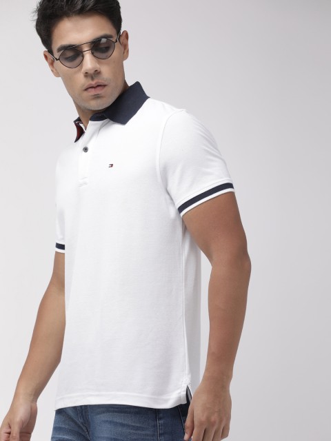 

Tommy Hilfiger Men White Solid Polo T-shirt