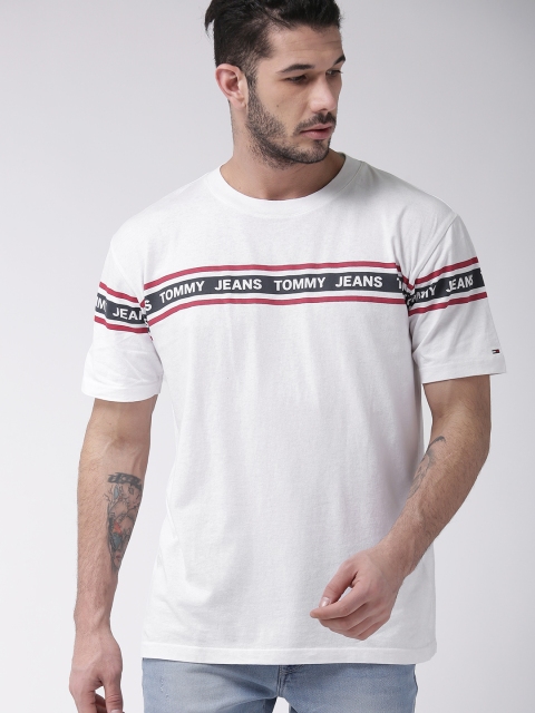 

Tommy Hilfiger Men White Solid Relaxed Fit Round Neck Pure Cotton T-shirt