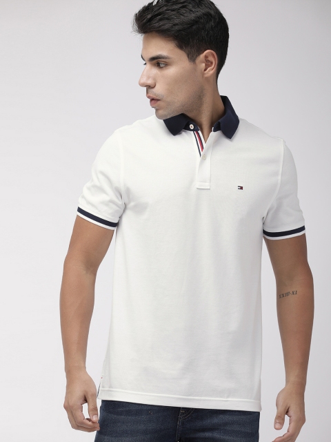 

Tommy Hilfiger Men White Solid Polo Collar T-shirt