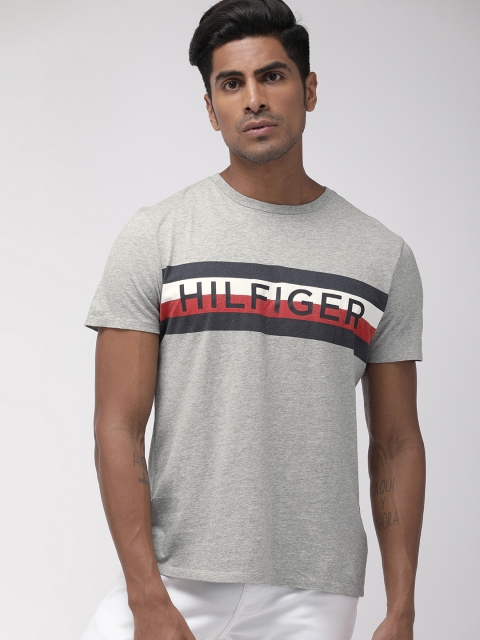 

Tommy Hilfiger Men Grey Melange Printed Round Neck T-shirt