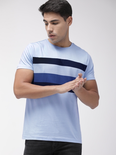 

Tommy Hilfiger Men Blue & Black Striped Round Neck T-shirt