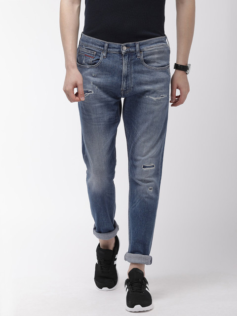 

Tommy Hilfiger Men Blue Modern Tapered Fit Mildly Distressed Stretchable Jeans TJ 1988