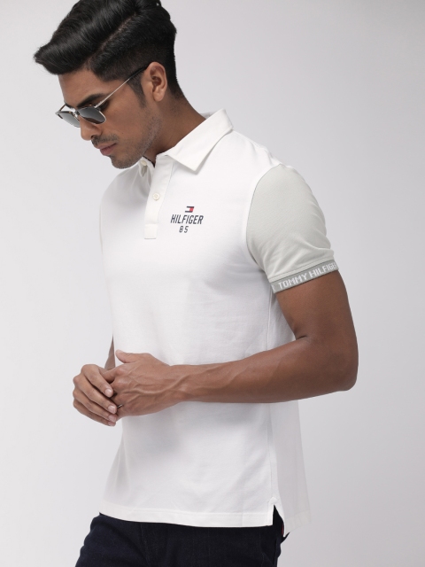 

Tommy Hilfiger Men White Solid Custom Fit Polo T-shirt