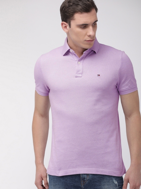 

Tommy Hilfiger Men Lavender Custom Fit Solid Polo Collar T-shirt