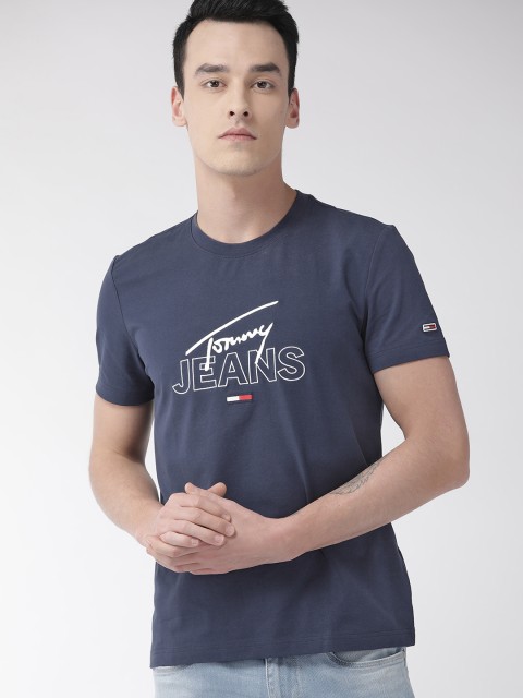 

Tommy Hilfiger Men Navy Blue Embroidered Detail Round Neck T-shirt