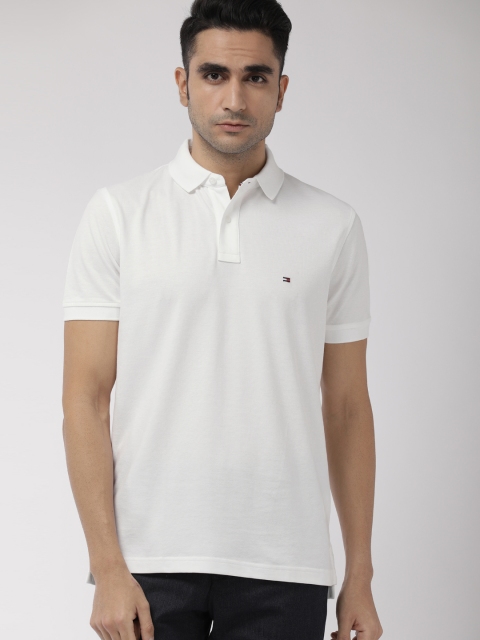 

Tommy Hilfiger Men White Regular Fit Solid Polo Collar T-shirt