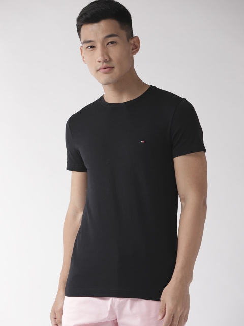 

Tommy Hilfiger Men Black Solid Round Neck T-shirt