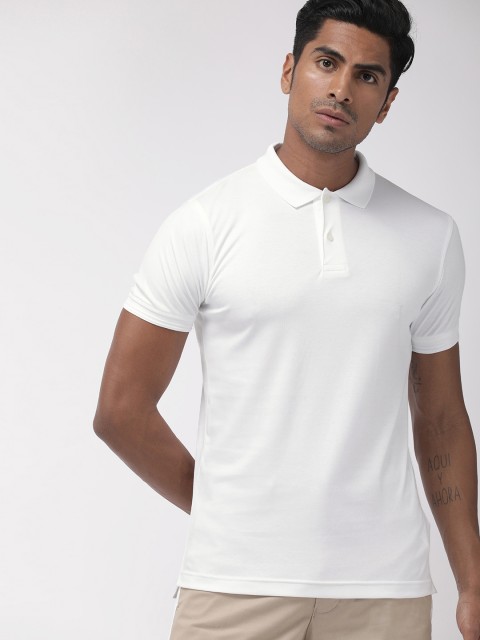 

Tommy Hilfiger Men White Solid Tailored Fit Polo Collar T-shirt