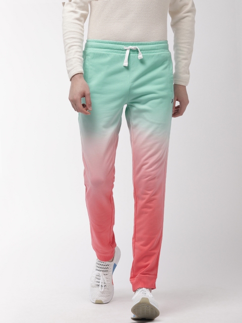 

Tommy Hilfiger Men Green & Peach-Coloured Dyed Joggers