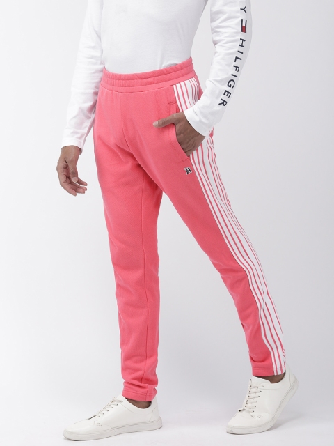 

Tommy Hilfiger Men Pink Solid Regular Fit Track Pants With Side Stripe