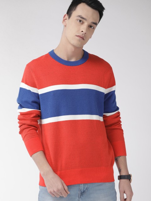 

Tommy Hilfiger Men Red & Blue Colourblocked Sweater