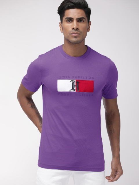 

Tommy Hilfiger Men Purple Embroidered Round Neck T-shirt