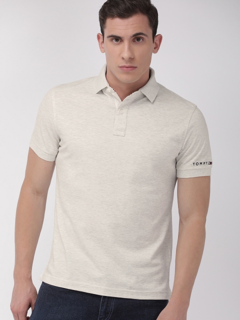 

Tommy Hilfiger Men White Solid Polo Collar Pure Cotton T-shirt