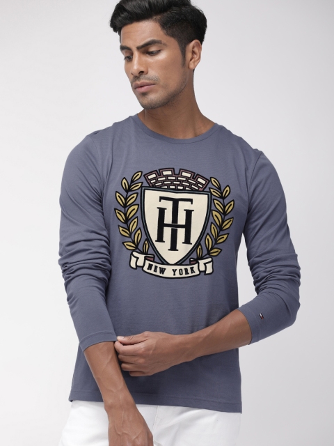 

Tommy Hilfiger Men Blue Printed Round Neck T-shirt