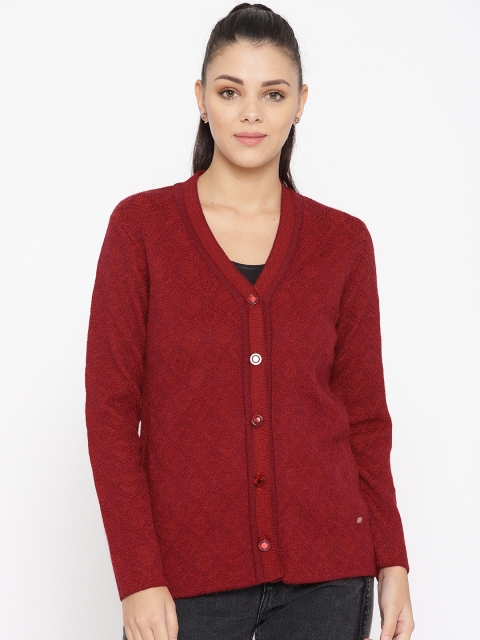 

Duke Stardust Women Maroon Woollen Self Design Cardigan