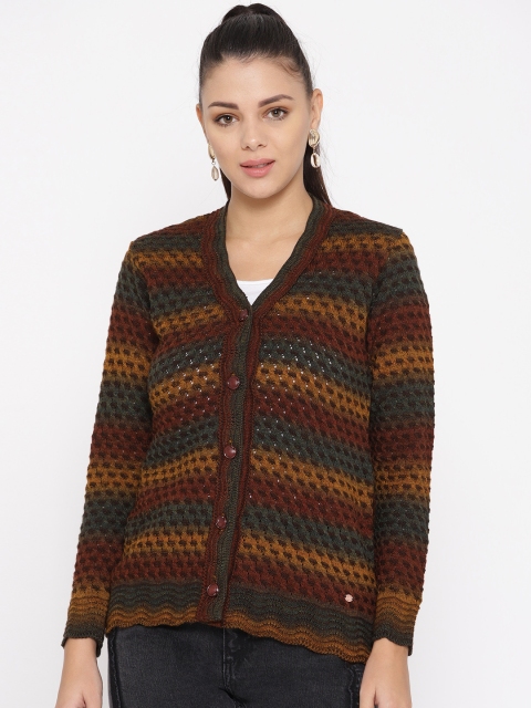 

Duke Stardust Women Brown & Green Woollen Self Design Cardigan