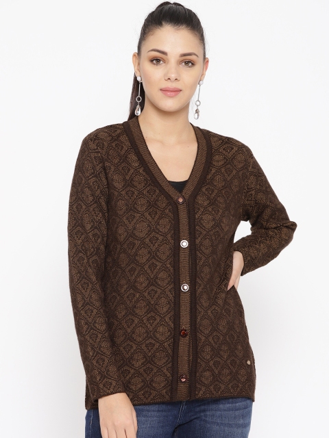 

Duke Women Brown Self-Design Woollen Cardigan