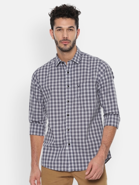 

Allen Solly Men Navy Blue & White Slim Fit Checked Casual Shirt