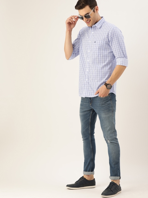 

Allen Solly Men White & Blue Sport Slim Fit Checked Casual Shirt