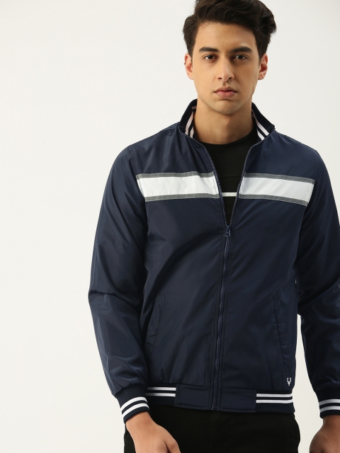 

Allen Solly Sport Wimbledon Men Navy Blue Solid Bomber Jacket