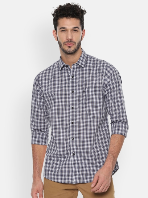 

Allen Solly Men Navy Blue & White Slim Fit Checked Casual Shirt