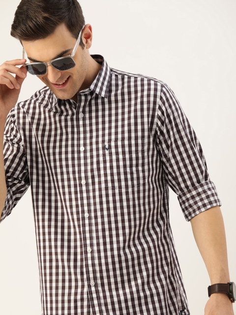 

Allen Solly Men Brown & White Sport Slim Fit Checked Casual Shirt