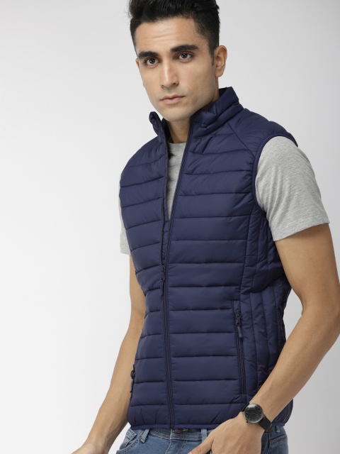 

Indian Terrain Men Navy Blue Solid Padded Jacket