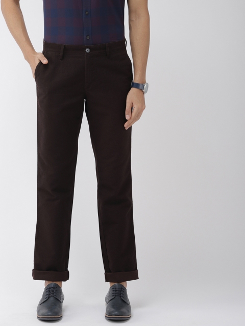 

Indian Terrain Men Coffee Brown Kansas Straight Fit Solid Trousers