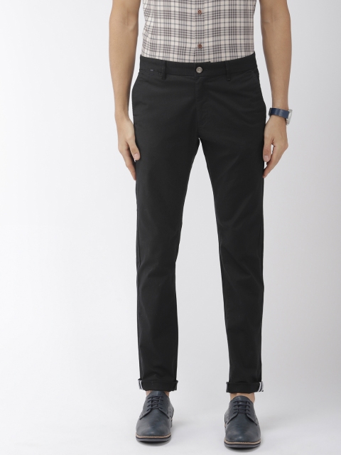 

Indian Terrain Men Black Brooklyn Slim Fit Self Design Regular Trousers
