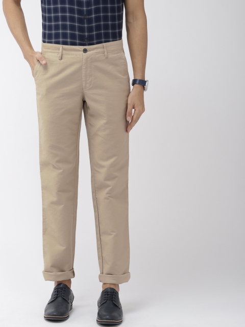 

Indian Terrain Men Beige Kansas Straight Fit Solid Trousers