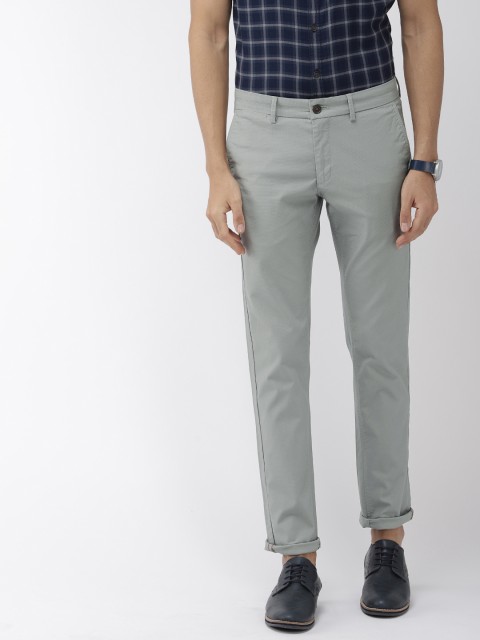 

Indian Terrain Men Grey Brooklyn Slim Fit Self Striped Smart Casual Regular Trousers