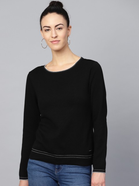 

Van Heusen Woman Women Black Solid Sweater