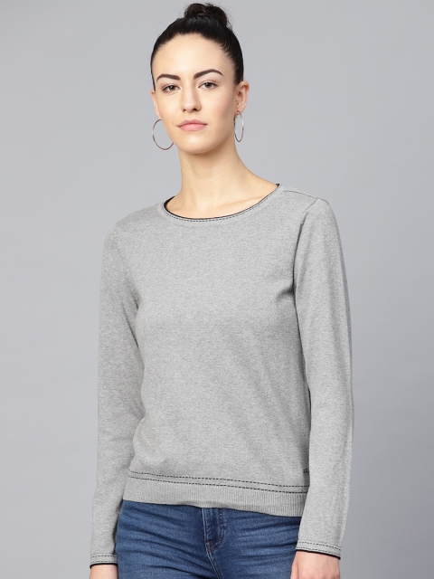 

Van Heusen Woman Women Grey Melange Solid Sweater