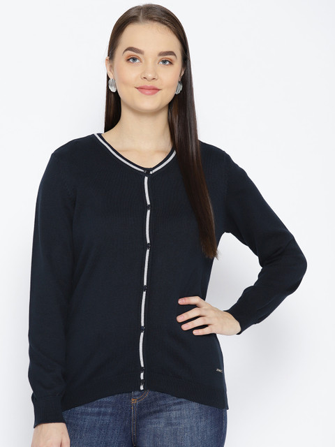 

Van Heusen Woman Women Navy Blue Solid Cardigan