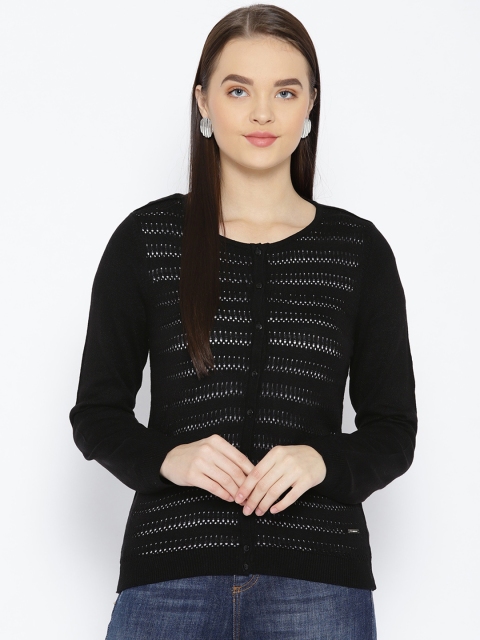 

Van Heusen Woman Women Black Open Knit Cardigan