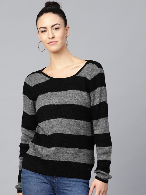 

Van Heusen Woman Women Black & Grey Striped Sweater