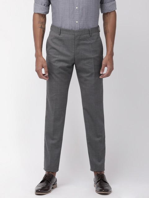 

Tommy Hilfiger Men Grey Slim Fit Solid Smart Casual RegularTrousers